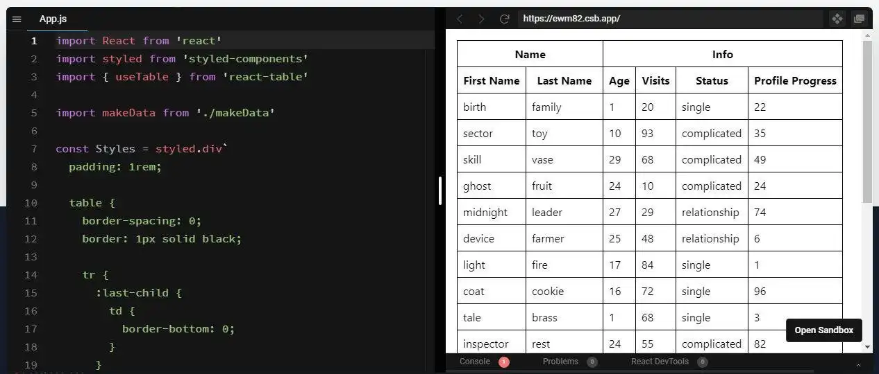 下载网络工具或网络应用 React Table