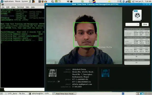 Download web tool or web app Real Time Face Tracking and Recognition to run in Linux online