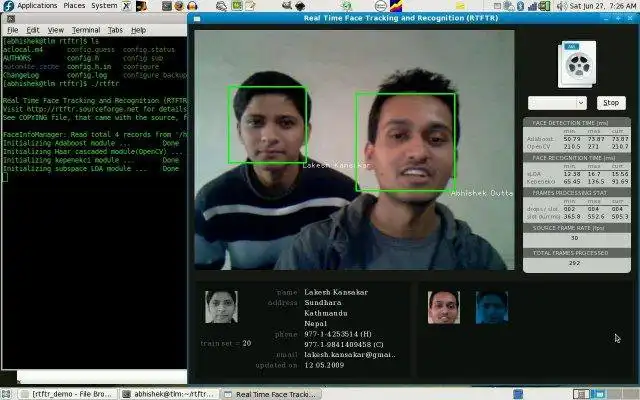 Download web tool or web app Real Time Face Tracking and Recognition to run in Linux online