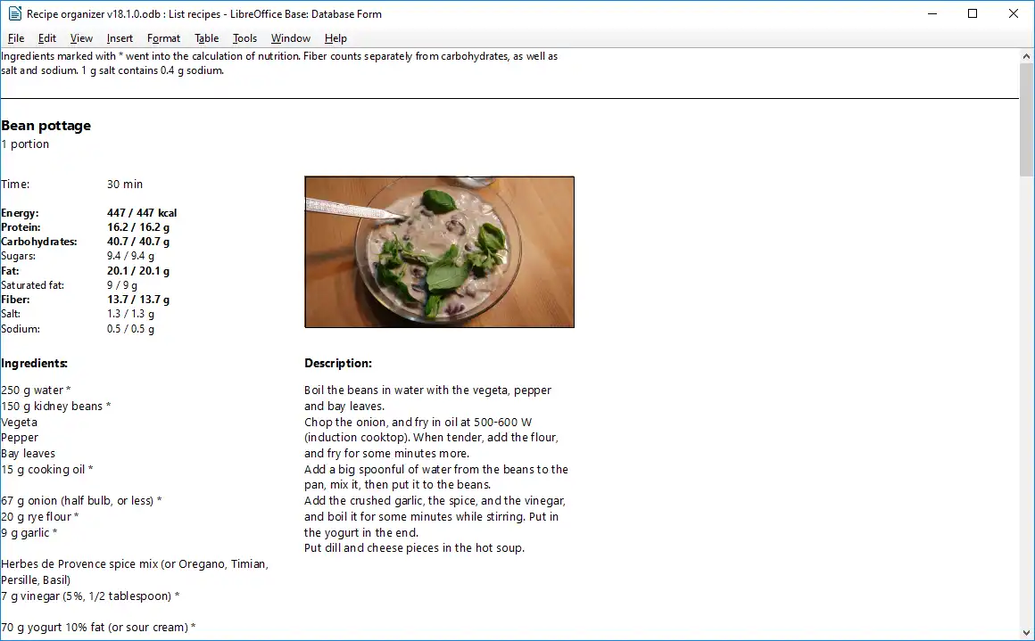 Download web tool or web app Recipe organizer - LibreOffice