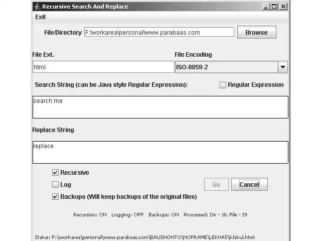 Download web tool or web app Recursive Search and Replace