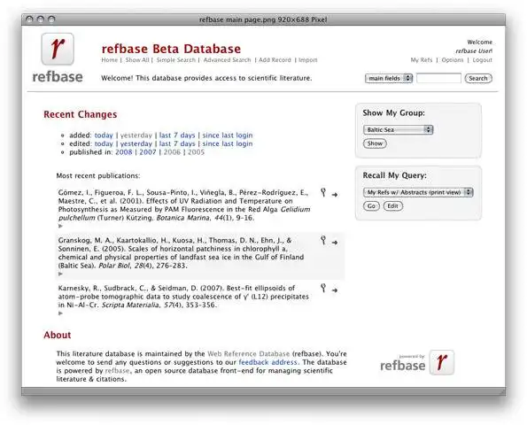 Download web tool or web app refbase - Web Reference Database to run in Linux online