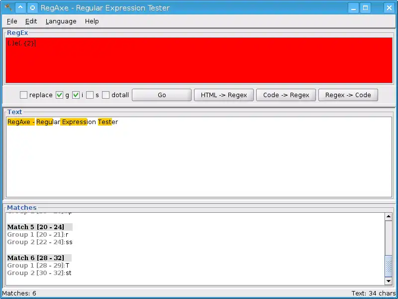 Download web tool or web app RegAxe - Regular Expression Tester