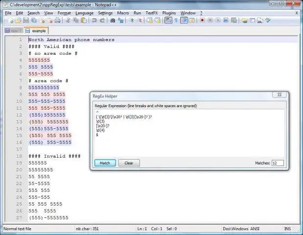 Download web tool or web app RegEx Helper: a notepad++ plugin