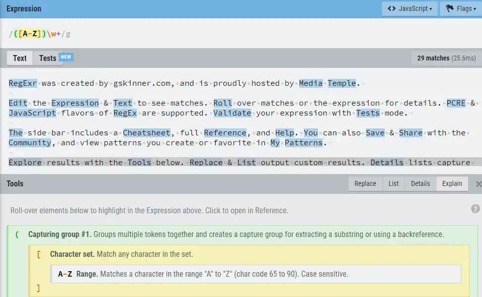 Download web tool or web app RegExr