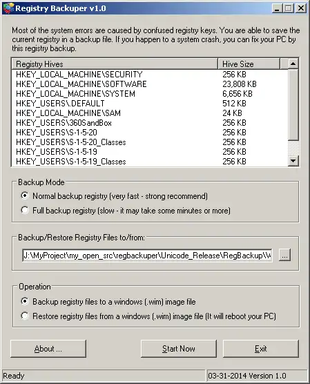 Download web tool or web app Registry Backuper