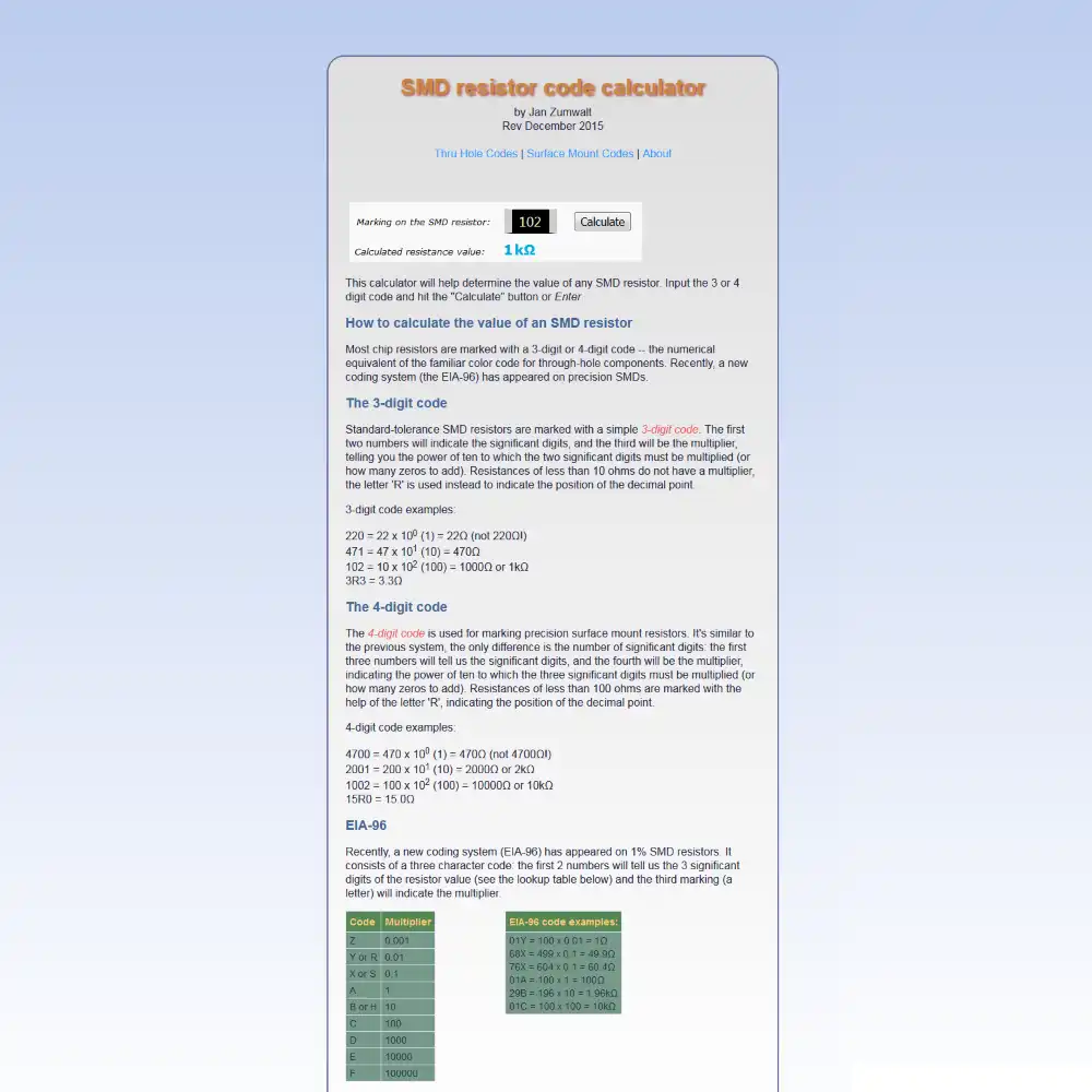 Download web tool or web app Resistor Value Identifier