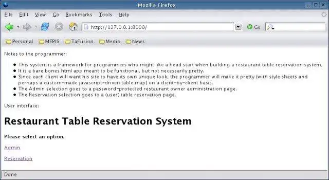 Download web tool or web app Restaurant Table Reservation System