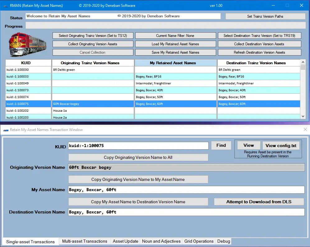 Download web tool or web app Retain My Asset Names (aka RMAN) 