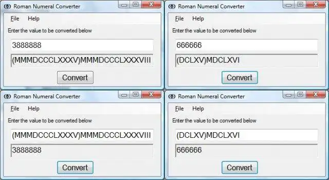 Download web tool or web app Roman Numeral Converter (VB.NET) to run in Windows online over Linux online