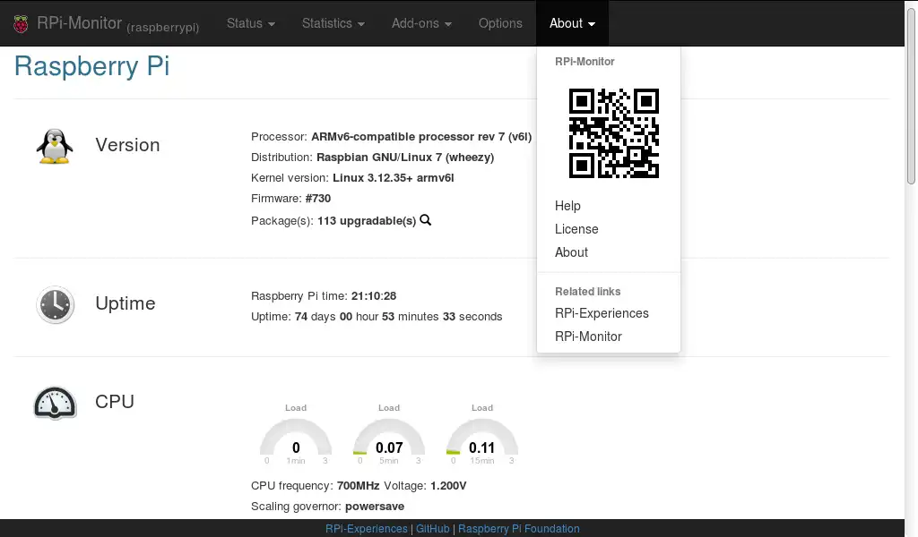 Download web tool or web app RPi-Monitor