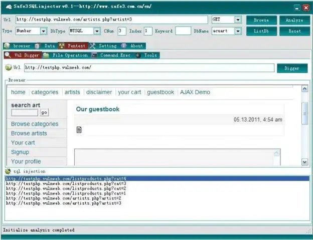 Download web tool or web app safe3 sql injector