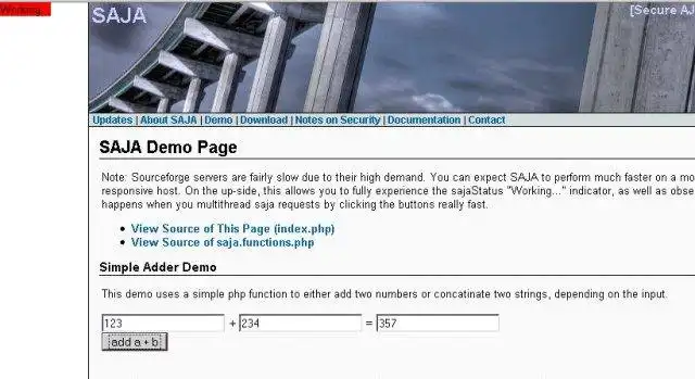 Download web tool or web app SAJA - Secure AJAX for PHP