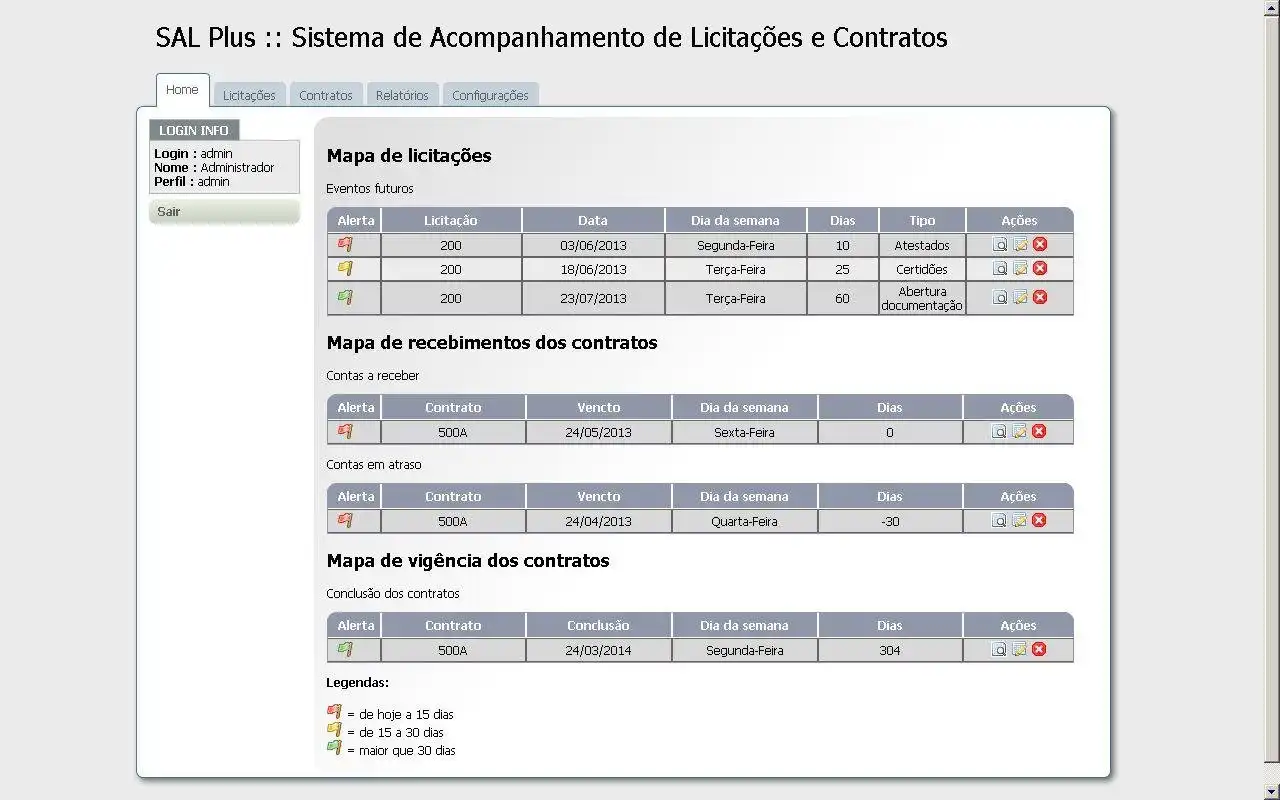 Download web tool or web app SAL - Sist. Acompanhamento Licitações