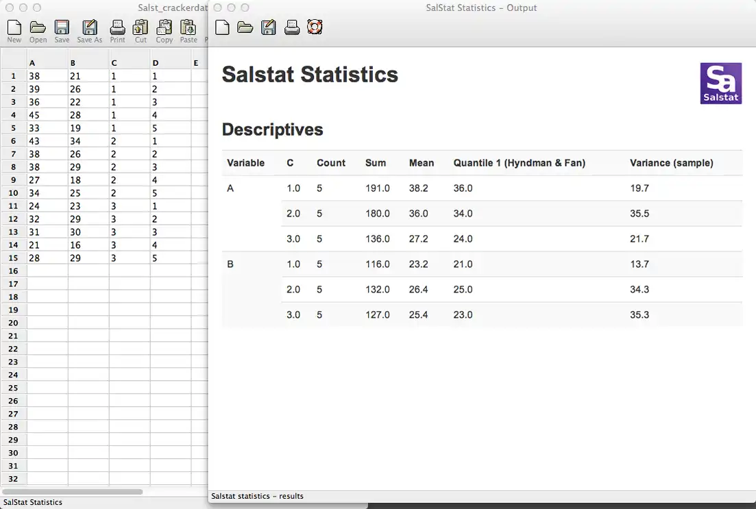 Download web tool or web app SalStat Statistics Package to run in Windows online over Linux online