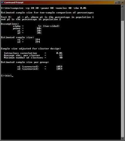 Download web tool or web app sampsize - sample size and power to run in Windows online over Linux online