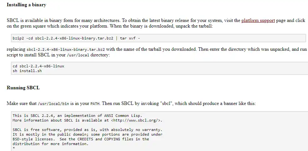 Download web tool or web app SBCL