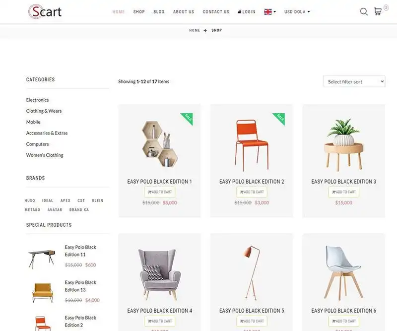 Download web tool or web app SCart - Free laravel website eCommerce