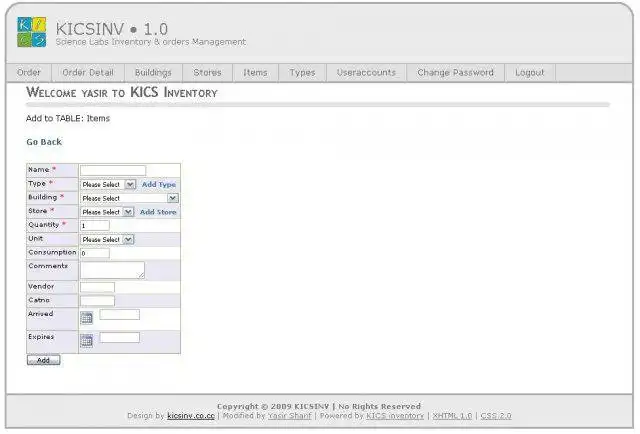 Download web tool or web app Science Lab Inventory  Order Management to run in Linux online