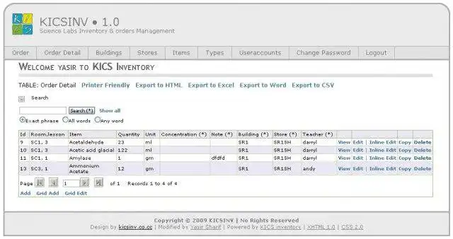 Download web tool or web app Science Lab Inventory  Order Management to run in Windows online over Linux online