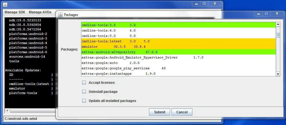 Download web tool or web app SDK Manager