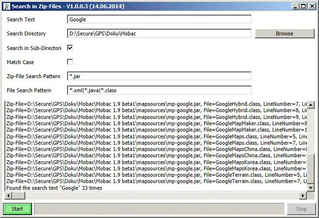 Download web tool or web app SearchInZipFiles