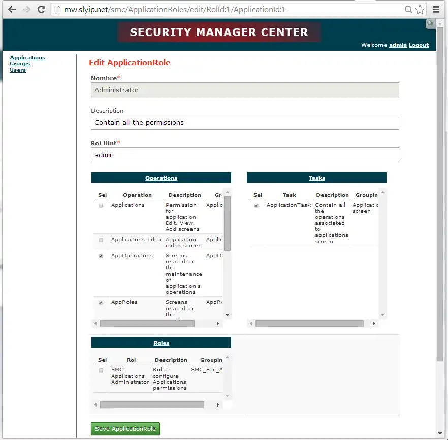 Download web tool or web app SecurityManager