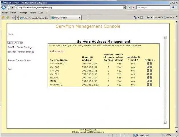 Download web tool or web app Servers Monitor (ServMon)