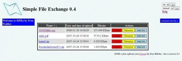 Download web tool or web app SiFiEx - Simple File Exchange