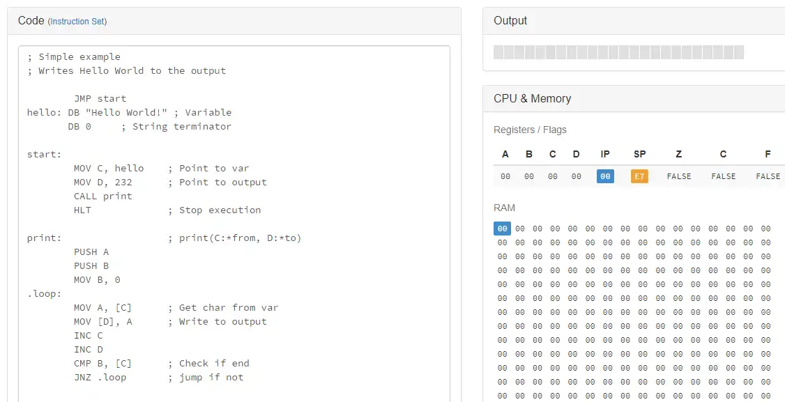 Завантажте веб-інструмент або веб-програму Simple 8-bit Assembler Simulator