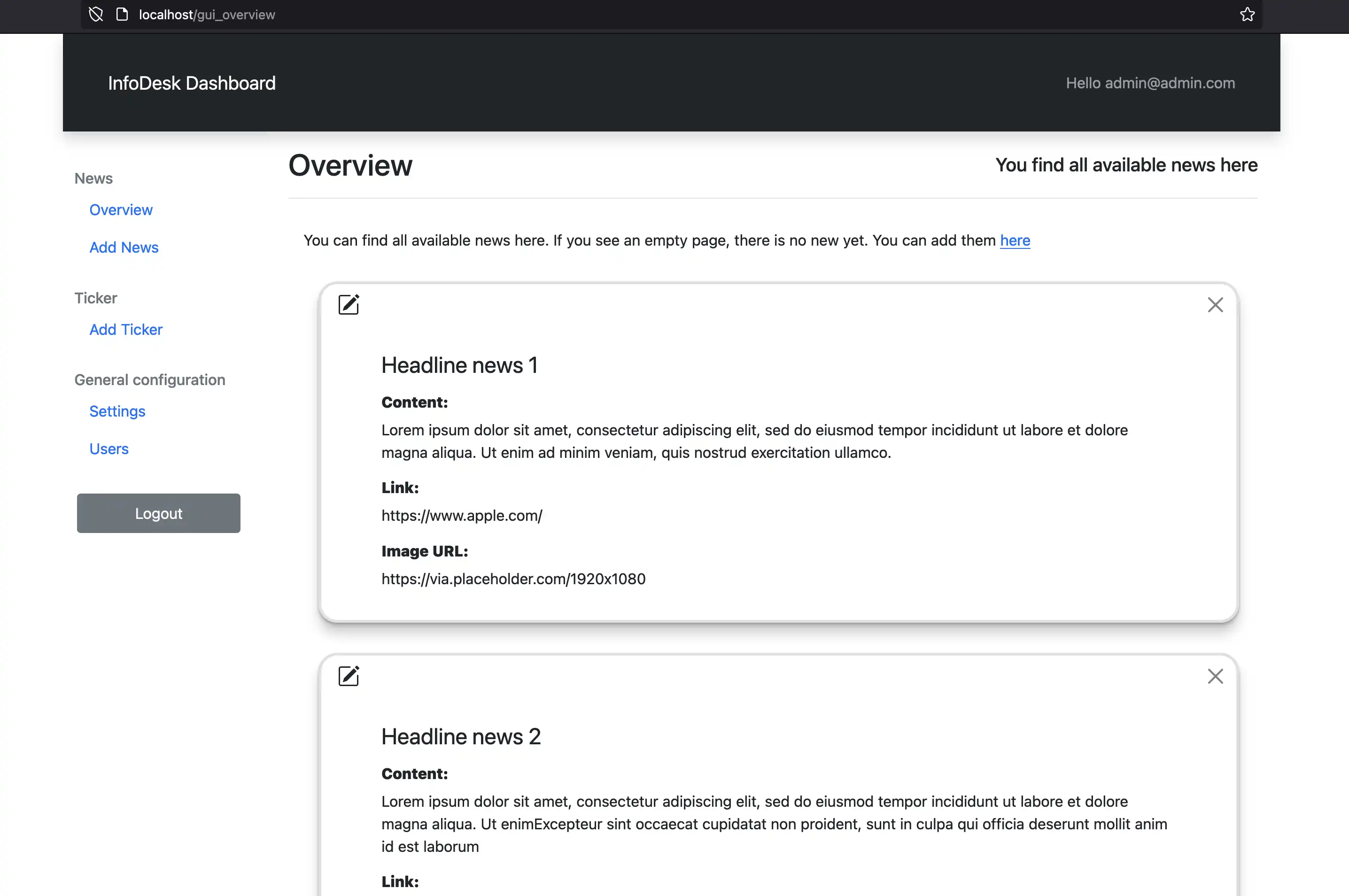 Download web tool or web app Simple Infopanel