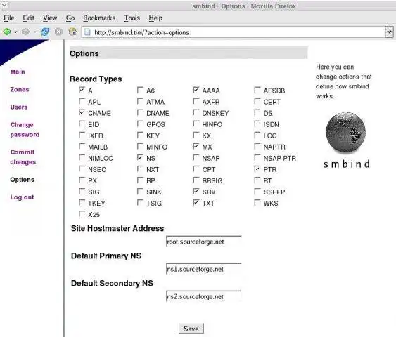 Download web tool or web app Simple Management for BIND