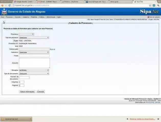 Download web tool or web app SipaNet - Sistema de Protocolo