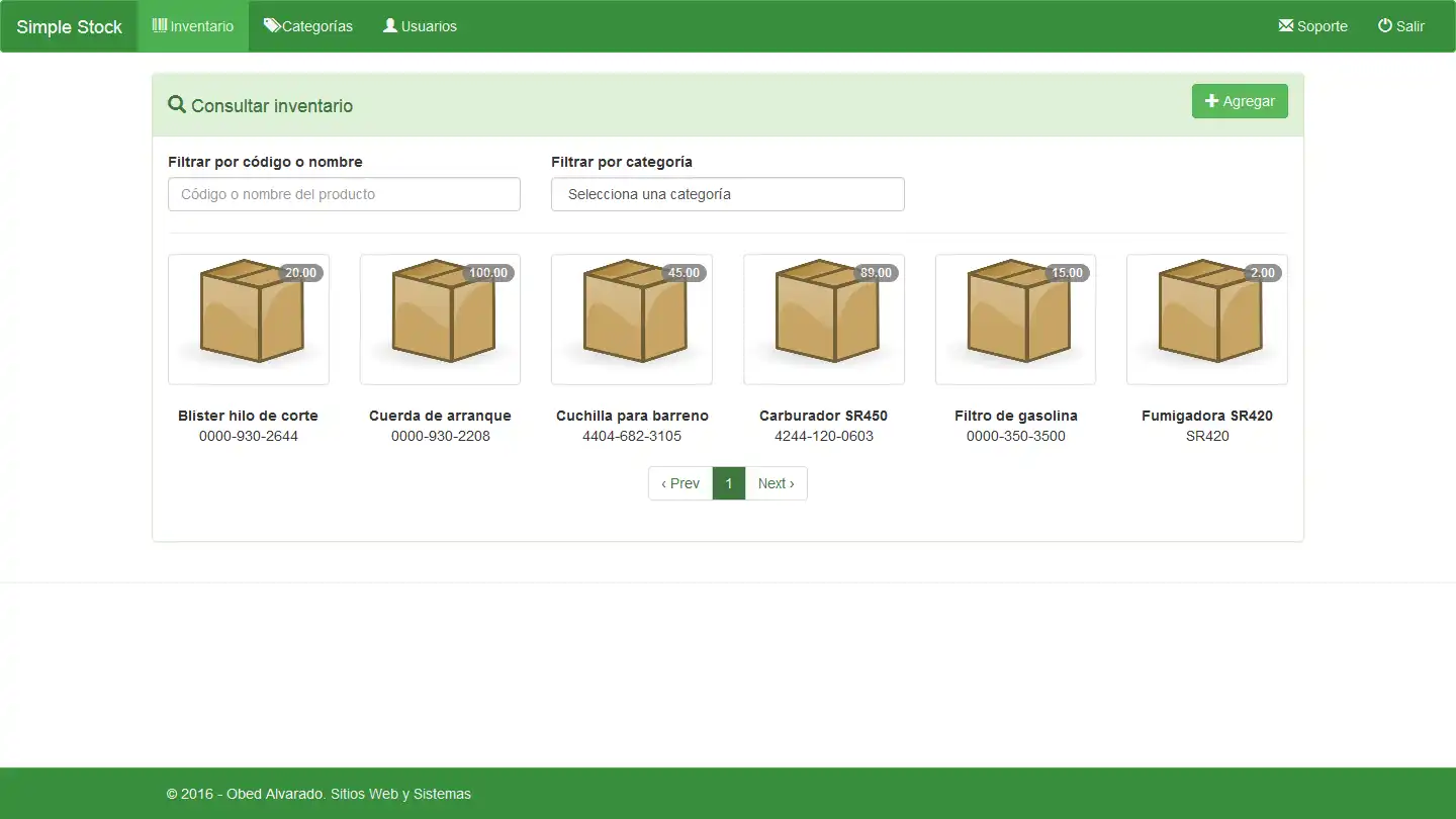 Download web tool or web app Sistema de Inventario Simple con PHP