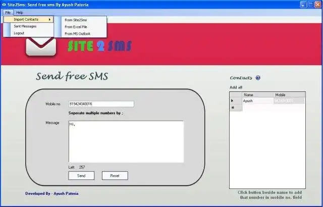 Download web tool or web app Site2Sms Software/Desktop Client