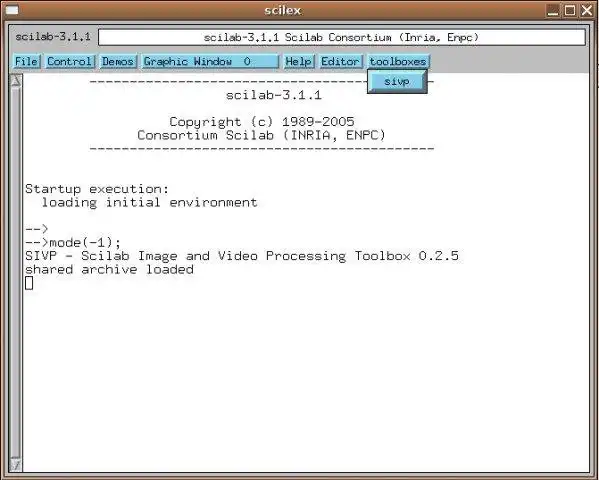 Download web tool or web app SIVP toolbox for Scilab to run in Windows online over Linux online