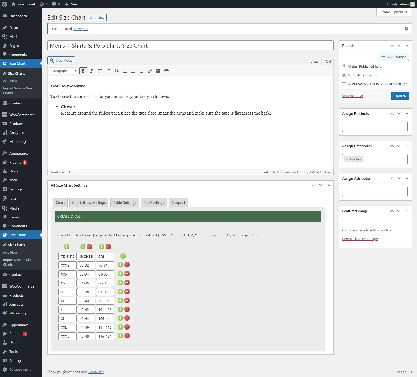 Download web tool or web app Size Chart Product For WooCommerce