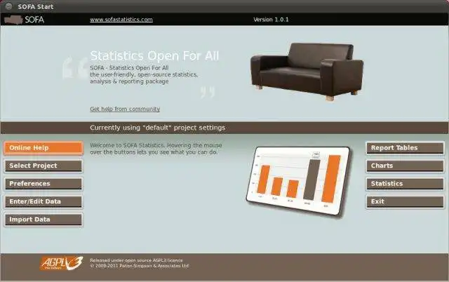 Download web tool or web app SOFA Statistics to run in Windows online over Linux online