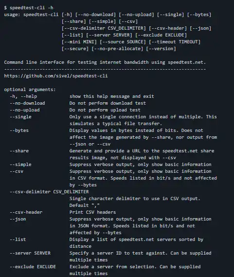 Download web tool or web app speedtest-cli