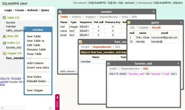 Download web tool or web app SQLiteDBMS