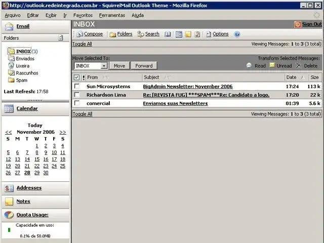 Download web tool or web app Squirrelmail Outlook Skin Theme