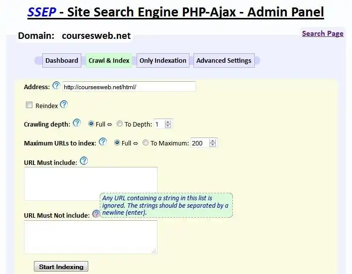 Muat turun alat web atau aplikasi web SSEP - Enjin Carian Tapak PHP-Ajax