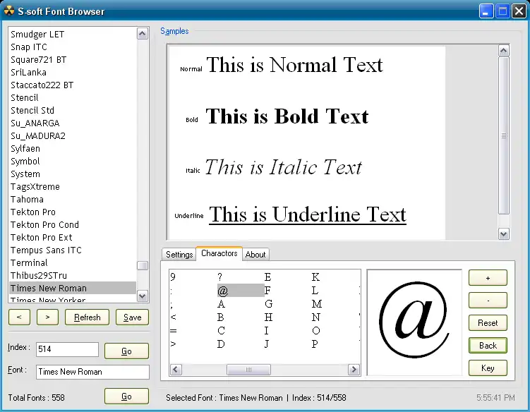 Download web tool or web app S-soft Font Browser