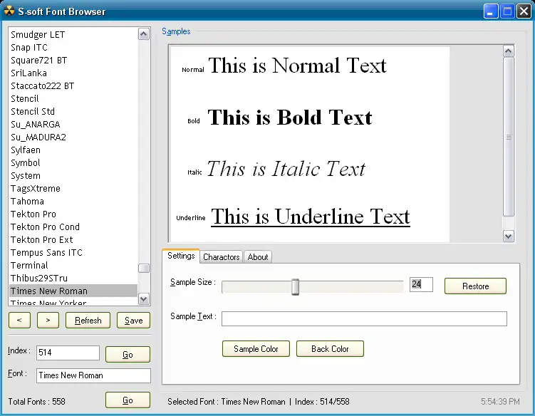 Download web tool or web app S-soft Font Browser