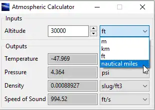 Download web tool or web app Standard Atmosphere Calculator