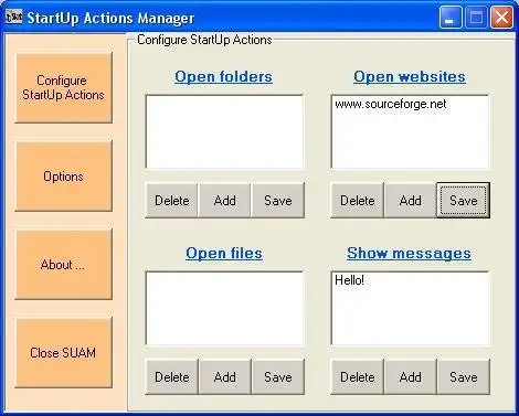 Download web tool or web app StartUp Actions Manager