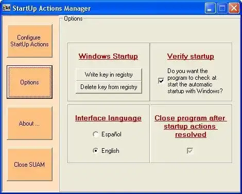 Download web tool or web app StartUp Actions Manager