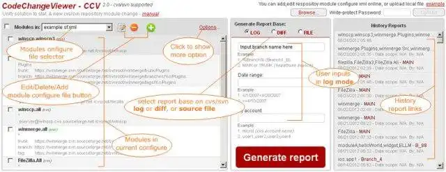 Download web tool or web app Stat cvs/svn Code Change