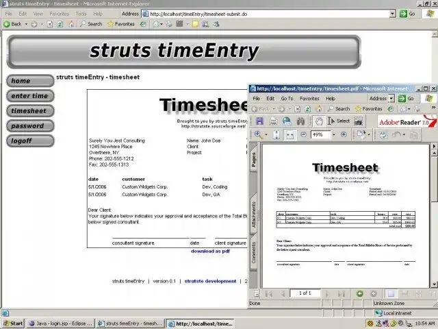 Download web tool or web app Struts Time Entry